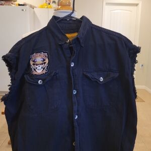 🟡EUC~ DREAM APPAREL SLEEVELESS BIKER  BUTTON DOWN